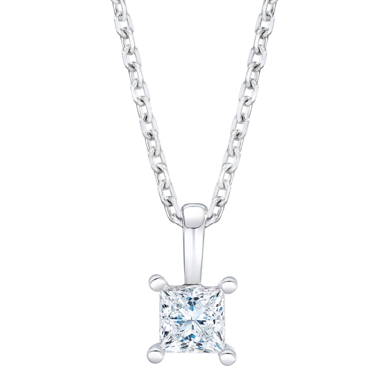 14kt White Gold VS2 I Color 0.50 CTW Princess Cut Diamond Pendant