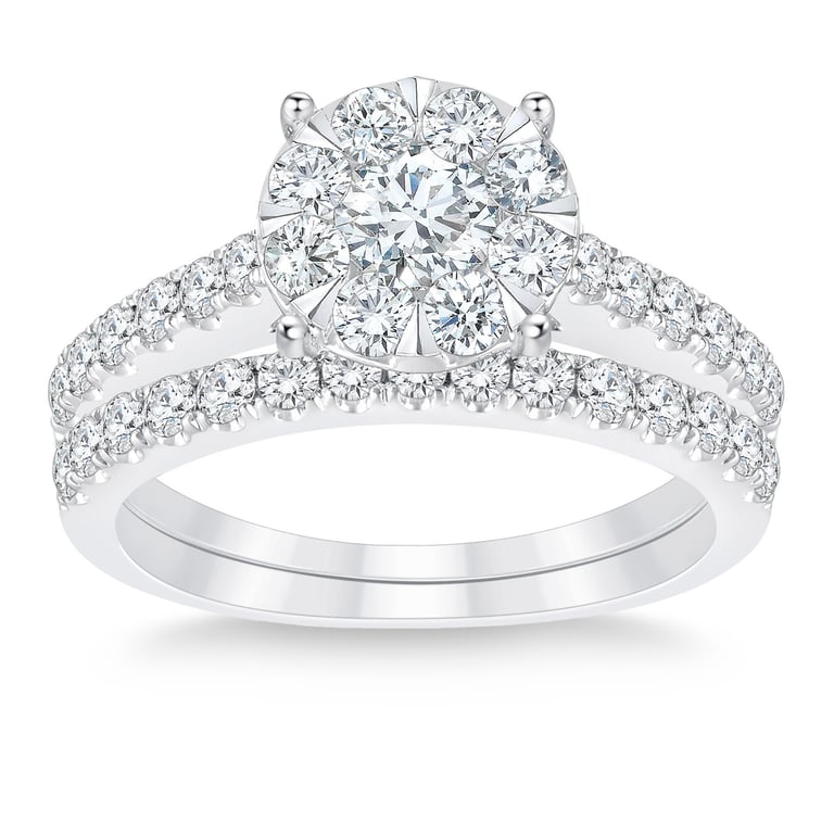 14kt White Gold VS2 I 1.40 ctw Round Diamond Ring Set (0.40 ctr)