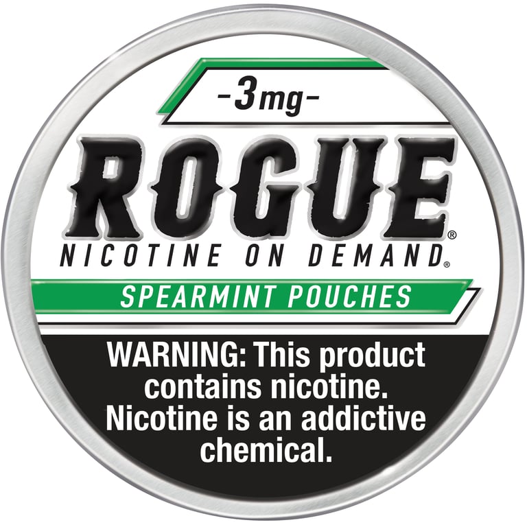 Rogue Spearmint Nicotine Pouches 3mg, 5-Pack (20 Count Cans)