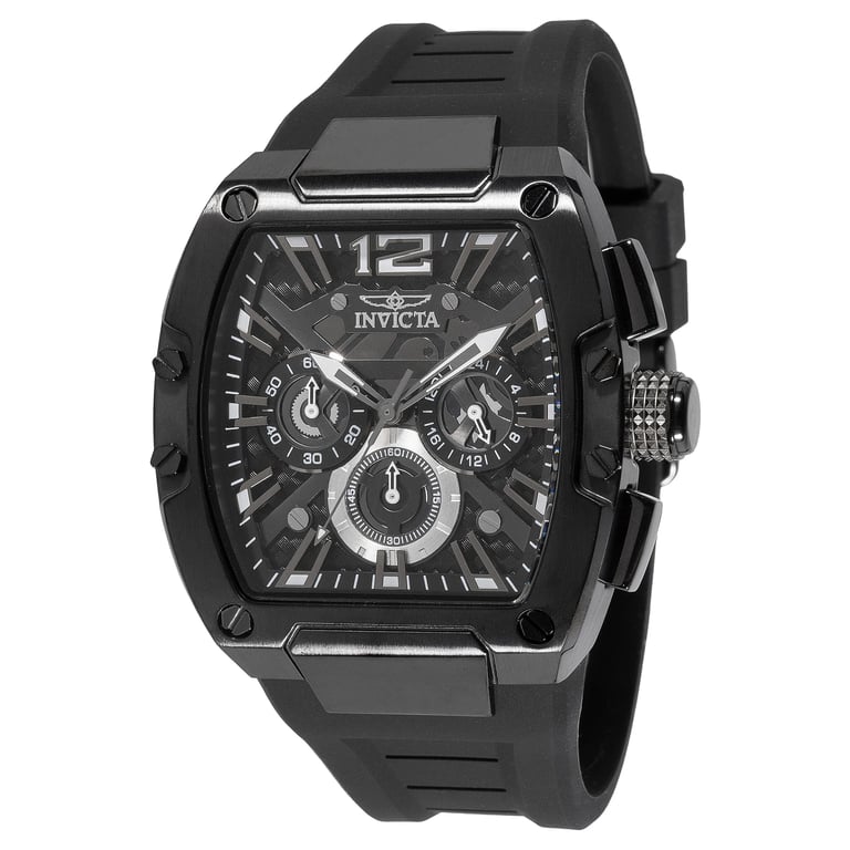 Invicta Racing Black Stainless Steel Case Quartz Men's Watch, 43mm