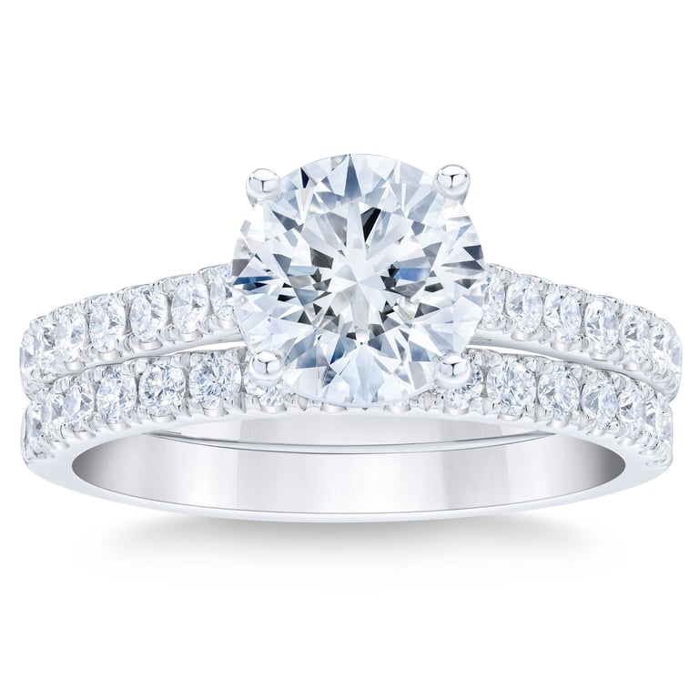 2.55 CTW Round Diamond Platinum Wedding Set, 1.80 CT Center, VS1 Clarity, G Color