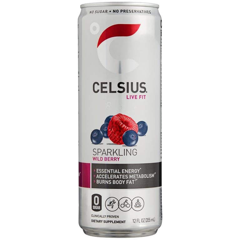 Celsius Sparkling Wild Berry Energy Drink, 12 fl oz, 24-Count