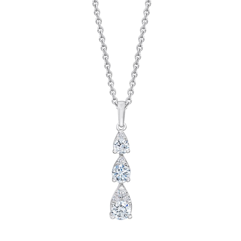 14KT White Gold VS2 G 0.40CTW Round Diamond Drop Pendant