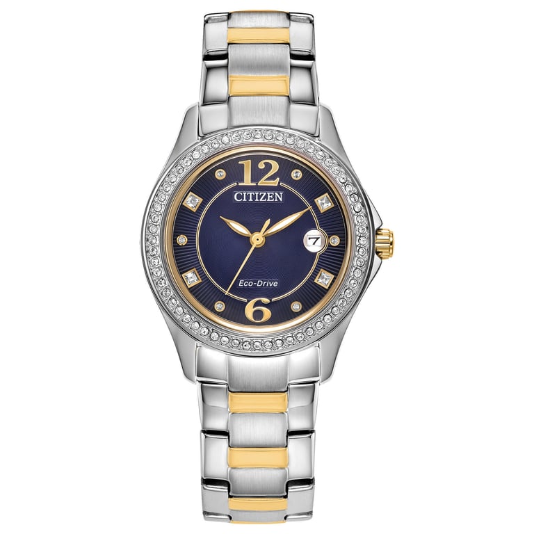 Citizen Eco-Drive Classic Crystal Two-Tone Women's Quartz Watch, 30mm