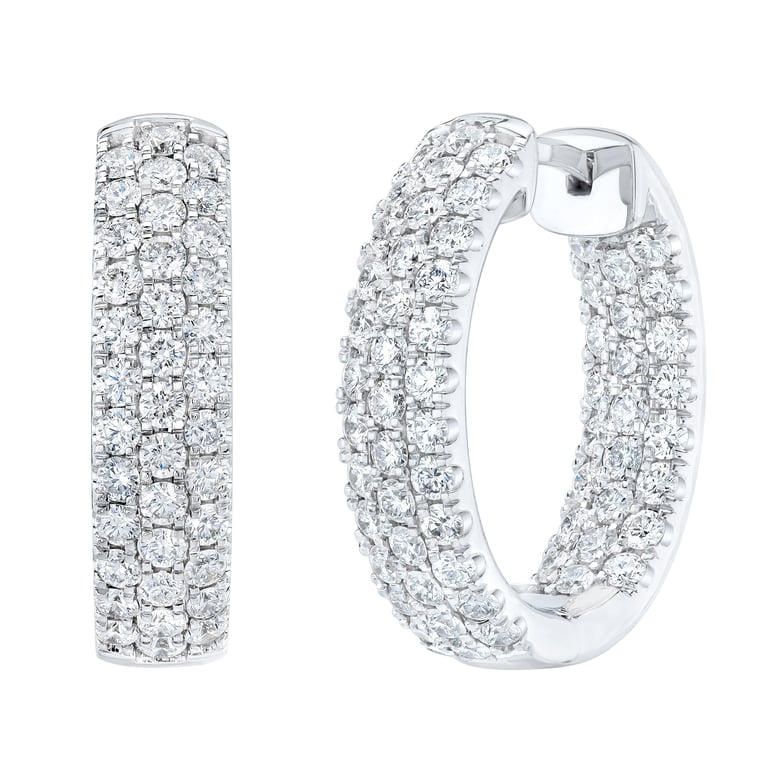 14kt White Gold VS2 I 2.00 ctw Round Brilliant Diamond Hoop Earrings