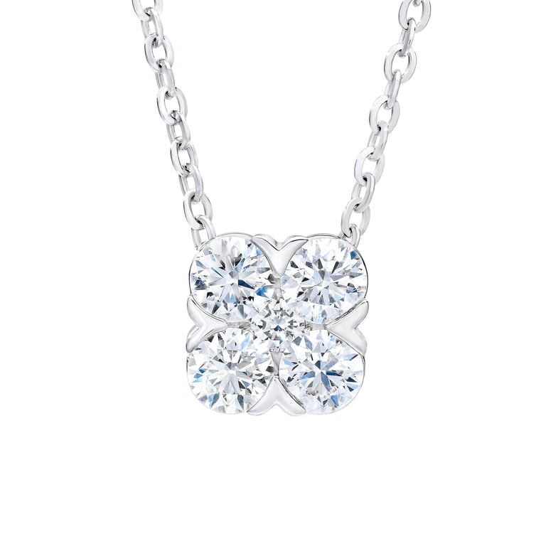 14kt White Gold VS2 I 1.25ctw Round Diamond Clover Pendant