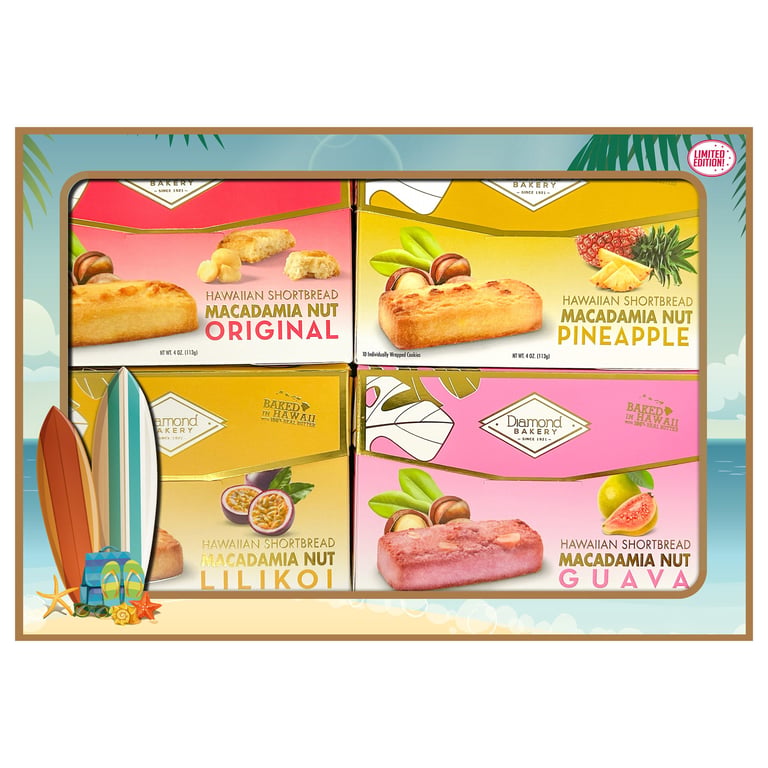 Diamond Bakery Hawaiian Macadamia Shortbread Cookies, 4-Pack (4 x 4 oz)