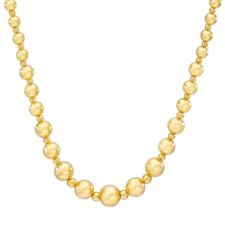 14kt Yellow Gold Bead Link Necklace 18" Made in Italy