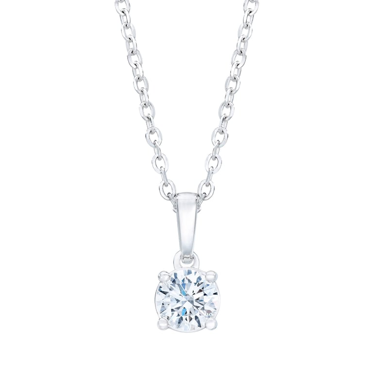 14kt White Gold VS2 I 0.90ct Round Diamond Solitaire Pendant
