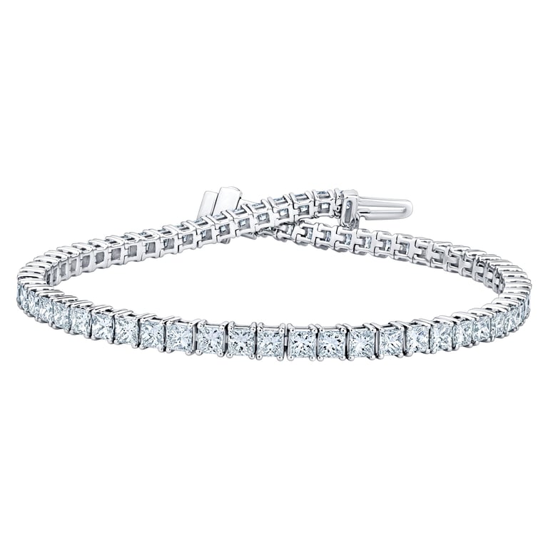 14kt White Gold VS2 I Color 6.00 CTW Princess Cut Diamond Bracelet