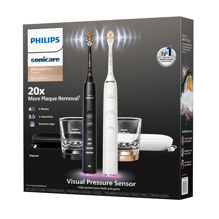 Philips Sonicare DiamondClean Smart Rechargeable Toothbrush Handle 2-Pack