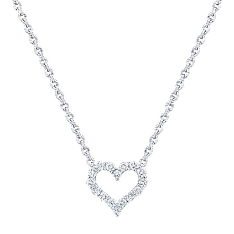 14kt White Gold VS2 I 0.25ctw Round Diamond Heart Necklace