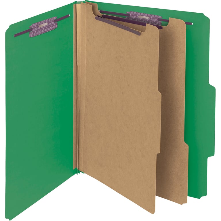 Smead Pressboard Classification Folders, Letter Size, Six-Section, Green, 10-Box