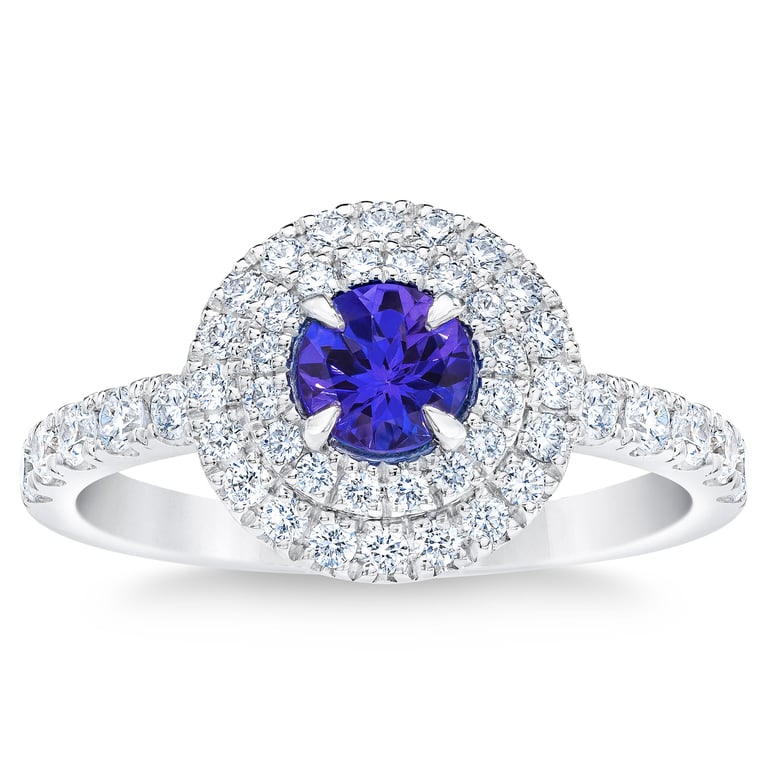 14KT White Gold 0.54 CTW VS2 I Diamond & 5mm Tanzanite Ring