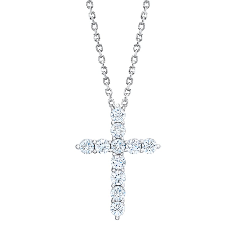 14kt White Gold VS2 G 1.00ctw Round Diamond Cross Pendant