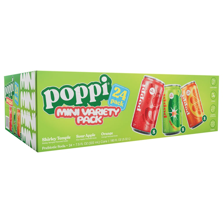 Poppi Mini Variety Pack, 24 x 7.5 fl oz Cans
