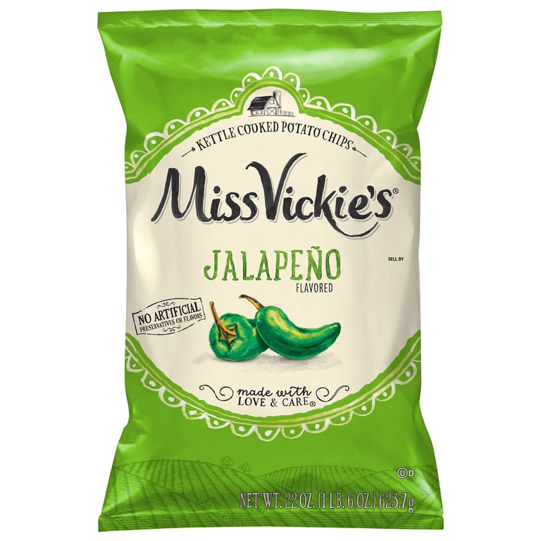 Miss Vickie's Kettle Cooked Potato Chips, Jalapeño, 22 oz