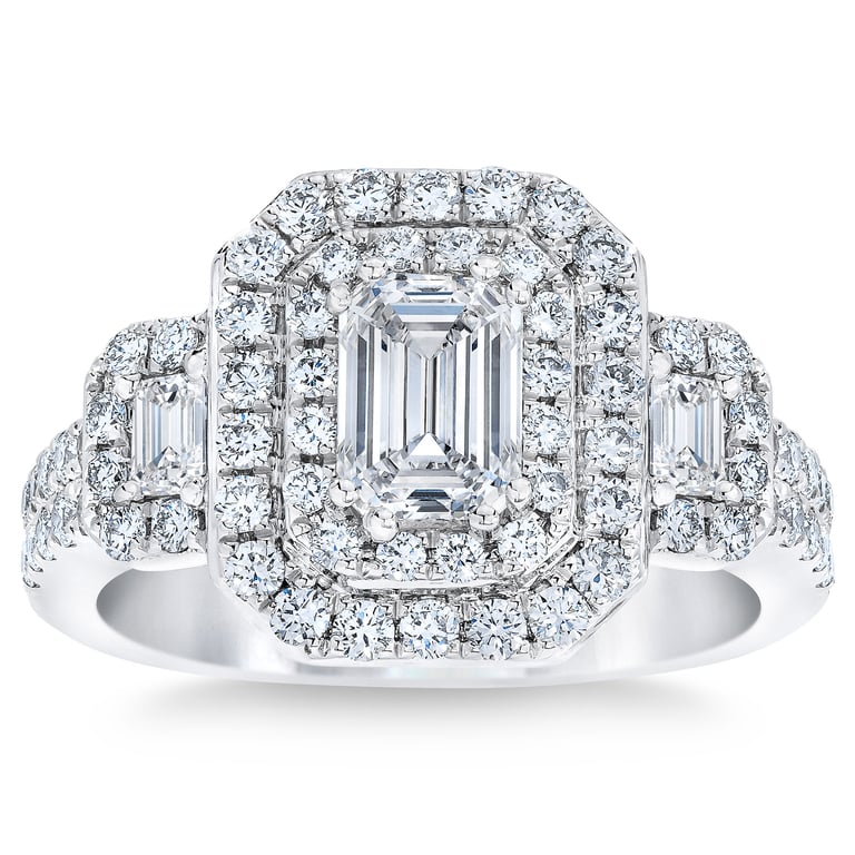 Platinum VS2 I 1.46 ctw Emerald Cut Diamond Ring (0.70 ct Center)