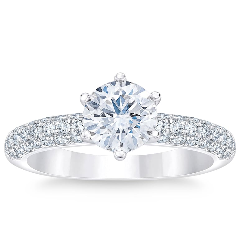 Platinum VS2 I Color 1.50 ctw Round Diamond Ring, 1.00 ct Center, Size 6