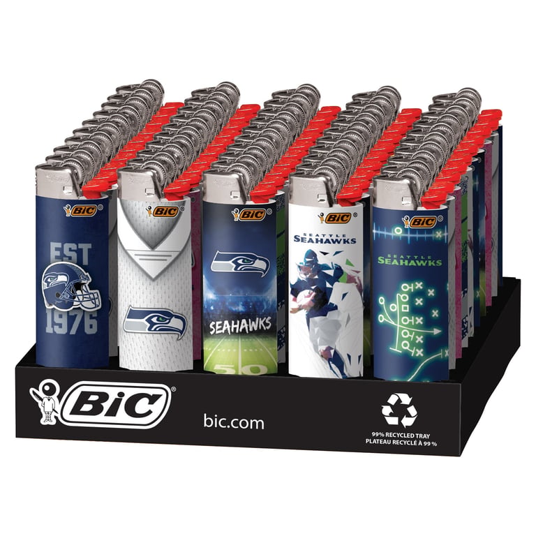 BIC Lighters NFL Seattle Seahawks 50 CT Tray