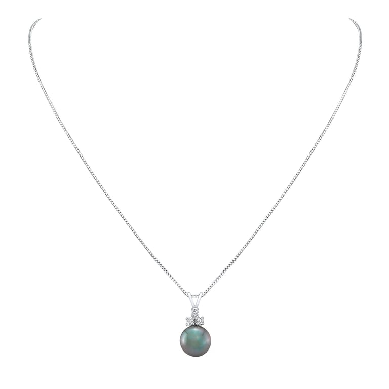 14kt Gold & Diamond Tahitian Cultured Pearl 9-10mm Pendant