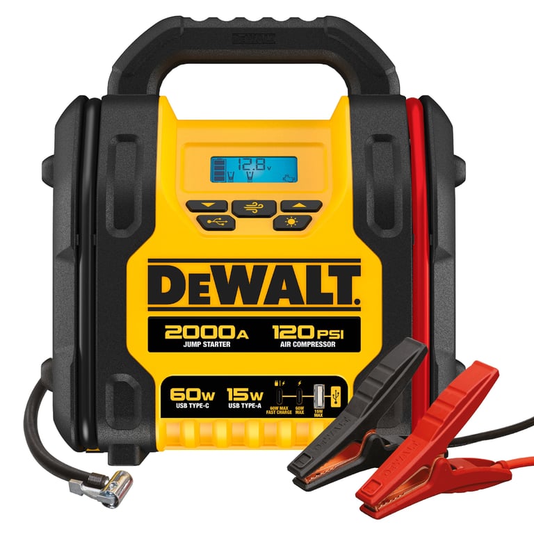 DEWALT 2000A Lithium Jump Starter with Air Compressor and USB Power Bank