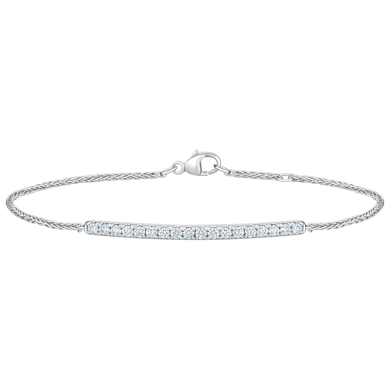 14k White Gold Diamond Bar Bracelet, 0.50 ctw
