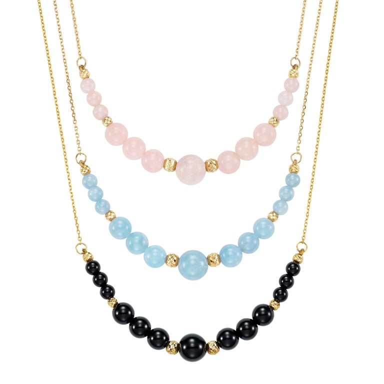 14kt Yellow Gold Black Onyx Bead Necklace