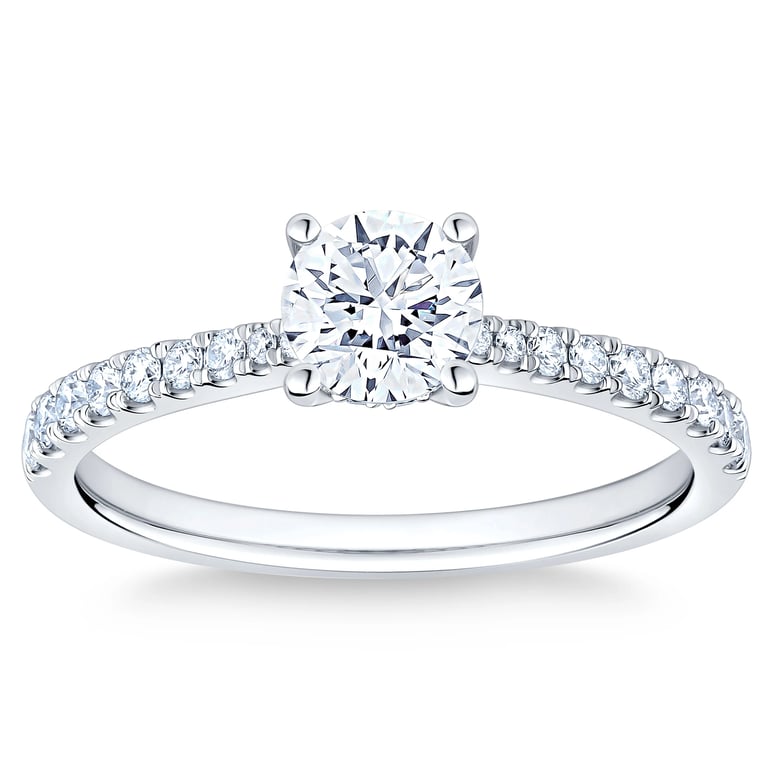 Platinum VS2 I 1.00 ctw Round Brilliant Diamond Bridal Ring (0.70 ct Center)