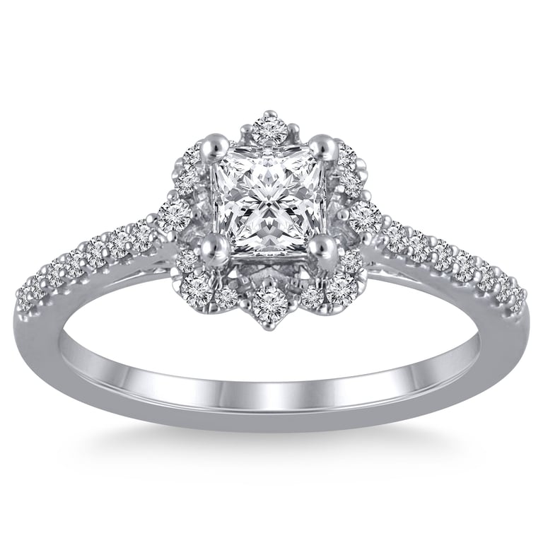 0.75 CTW Princess Cut Platinum VS2, I Color Diamond Ring, Size 7