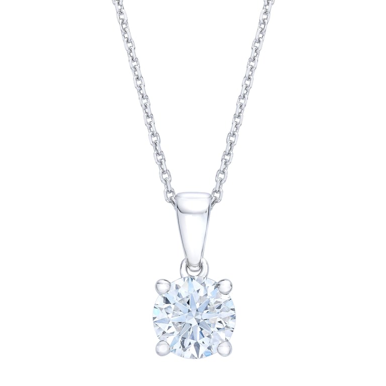 1.35 ct Round Brilliant Platinum Diamond Pendant, VS1 Clarity, I Color