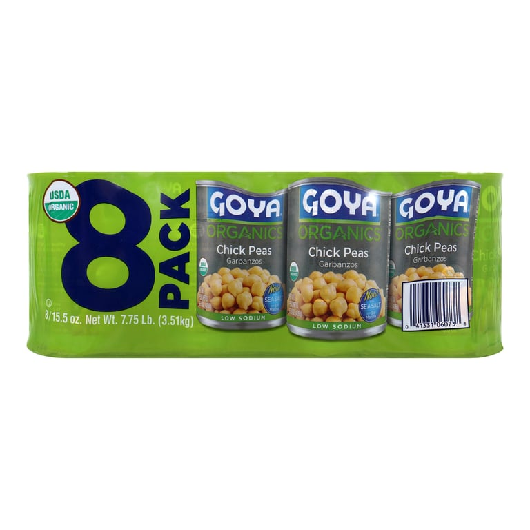 Goya Organics Chick Peas, 8-Pack, 15.5 oz Cans