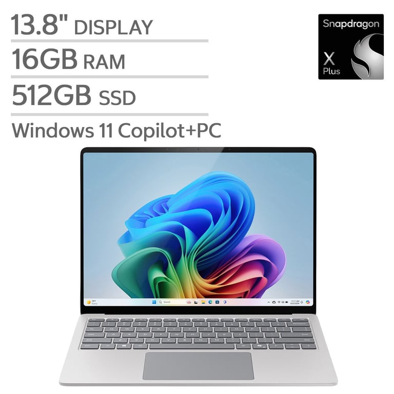 Microsoft Surface Laptop 13.8" Platinum, Snapdragon X Plus, 16GB/512GB