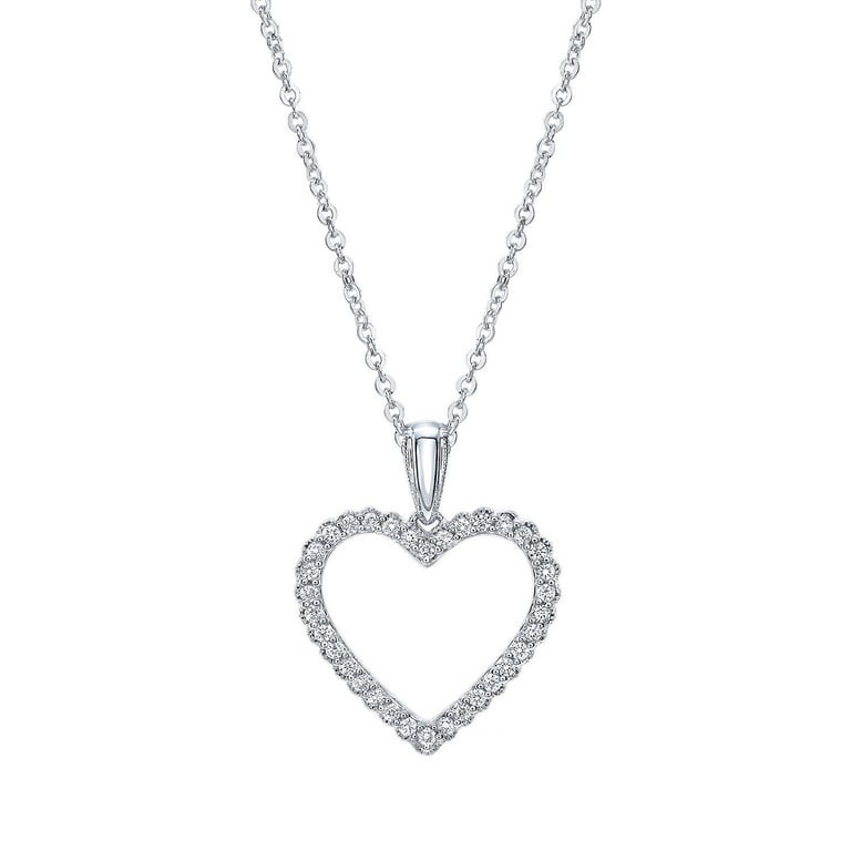 14kt White Gold VS2 I 0.20ctw Round Diamond Heart Pendant