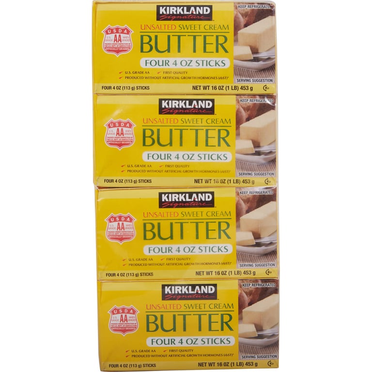 Kirkland Signature Salted Butter Blocks, 4 x 1 lb (4 lbs) (#384995 ...