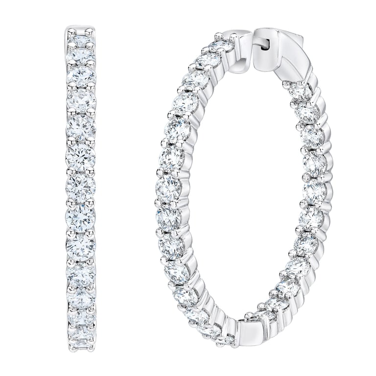 5.00 ctw Round Brilliant Diamond 14kt White Gold VS2, F Color Inside-Out Hoop Earrings