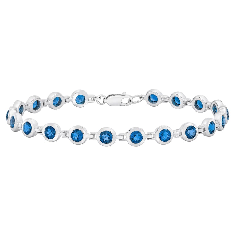 14kt White Gold 4mm London Blue Topaz 7.5" Bracelet