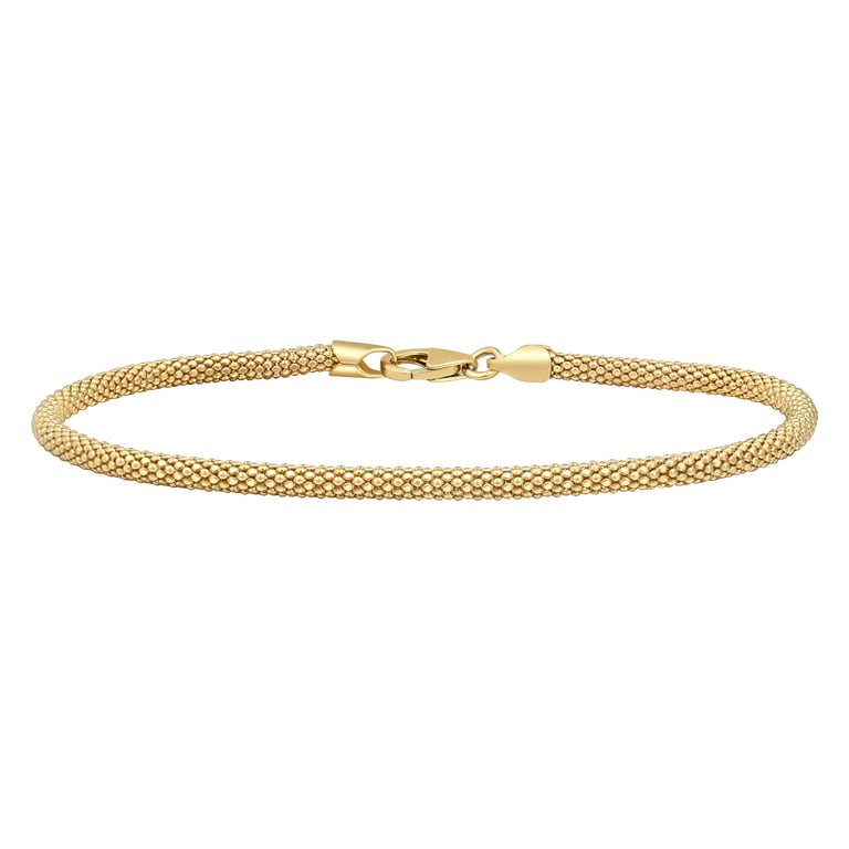 14kt Yellow Gold Popcorn Bracelet 7.5" Made in Italy