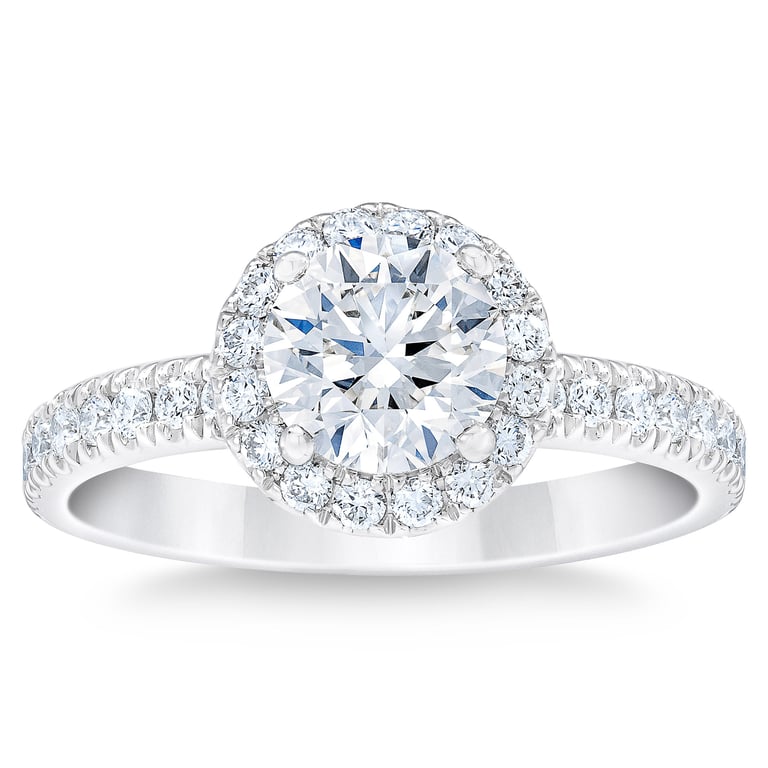 1.59 CTW Round Diamond Platinum Wedding Ring, 1.09ct Center, VS1, H