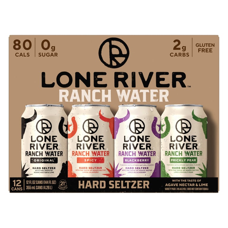 Lone River Ranch Water Hard Seltzer Variety Pack, 12 Pack 12 oz Cans