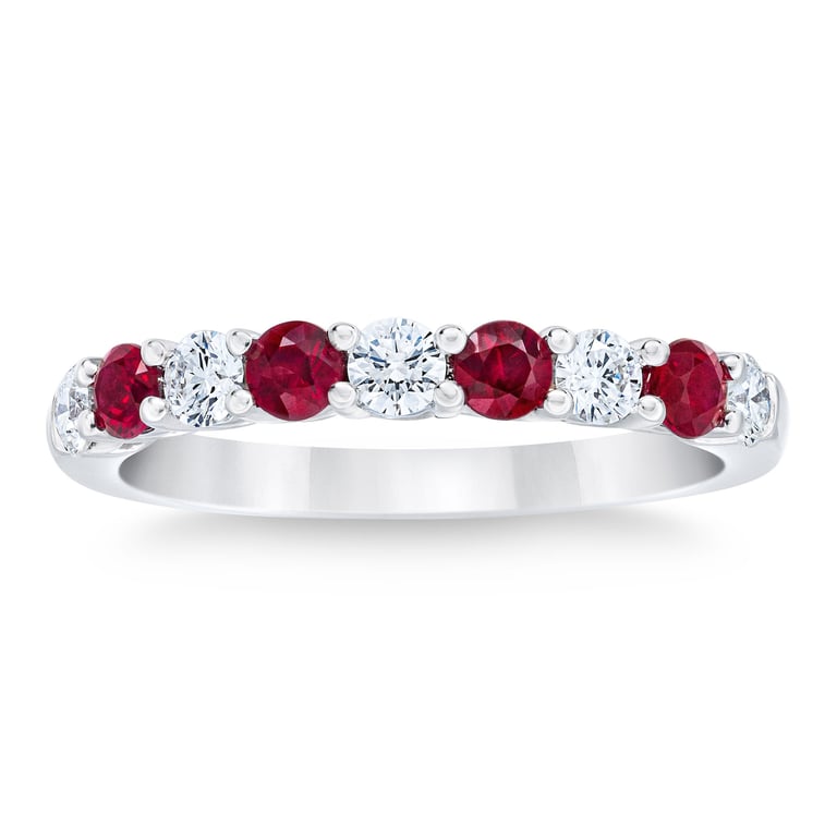 14kt White Gold VS2 I 0.40ctw Round Diamond & Ruby Ring