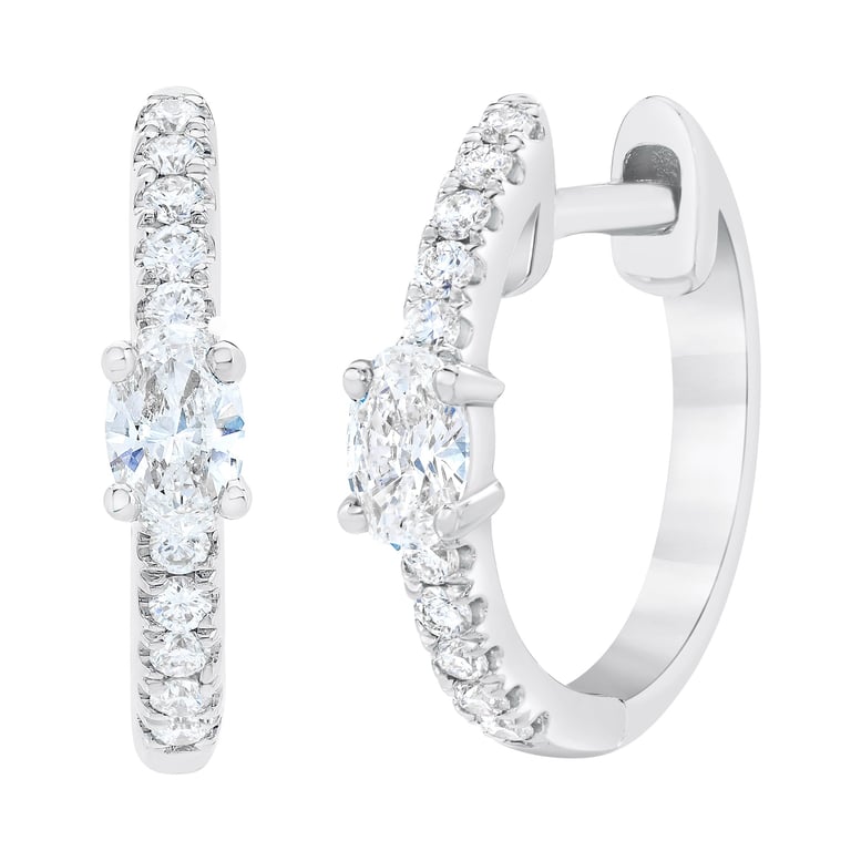 14kt White Gold VS2/I 0.25 ctw Round and Oval Diamond Hoop Earrings