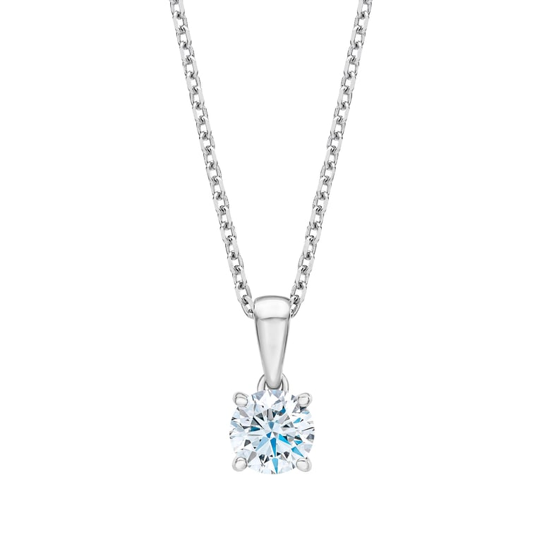 1.05 CT Round Diamond 18kt White Gold 18" Pendant, VVS2 Clarity, "I" Color