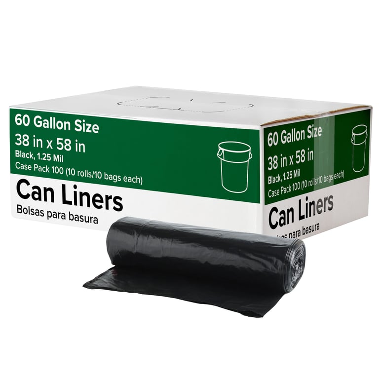 60 Gallon Black Can Liner, 100 ct