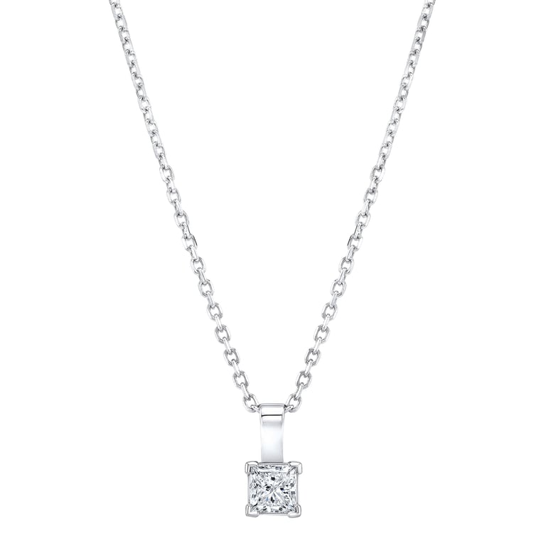 14KT White Gold VS2 I 0.50CT Princess Cut Diamond Pendant