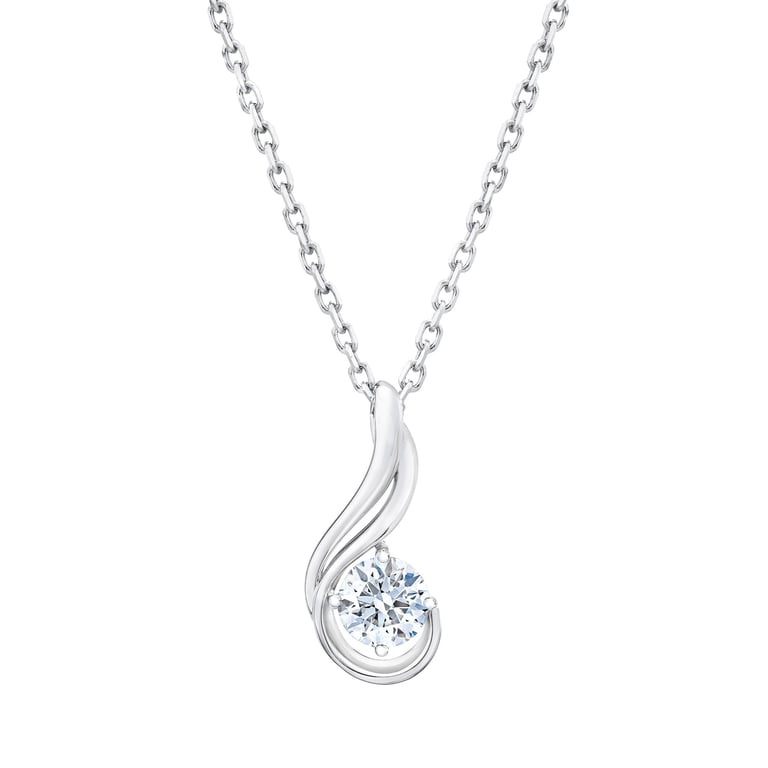 14kt White Gold VS2 I 0.60 CTW Round Diamond Solitaire Pendant