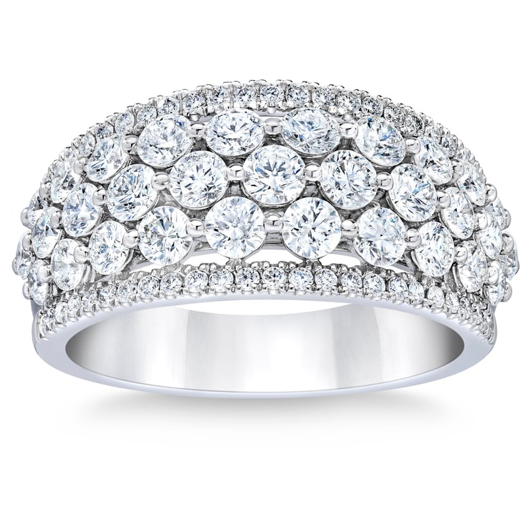 Platinum VS2 I Color 2.00 ctw Round Diamond Multi Row Band, Size 8