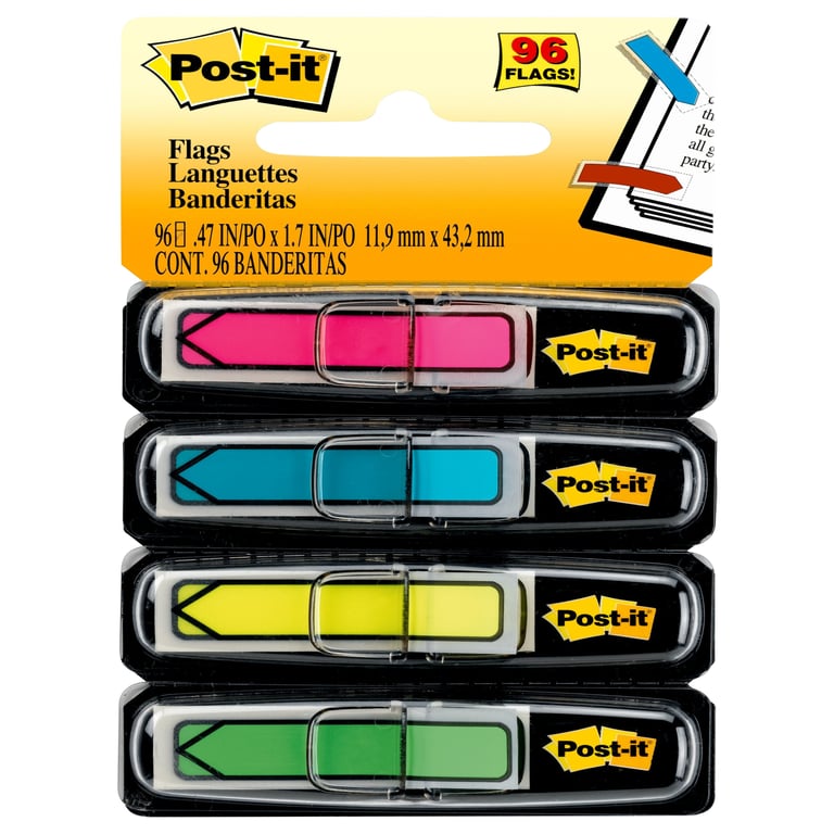 Post-it Arrow Flags, 0.5" Assorted Colors, 288 Count (MMM684ARR4KT)