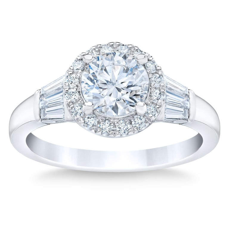 1.70 CTW Round Diamond Platinum Wedding Ring, Size 7, 1.20ct Center, VS1 Clarity, H Color