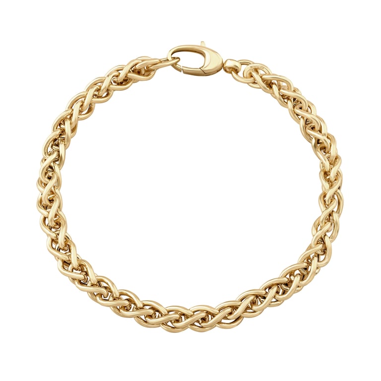 14kt Yellow Gold Puffed Wheat Bracelet Made in Italy